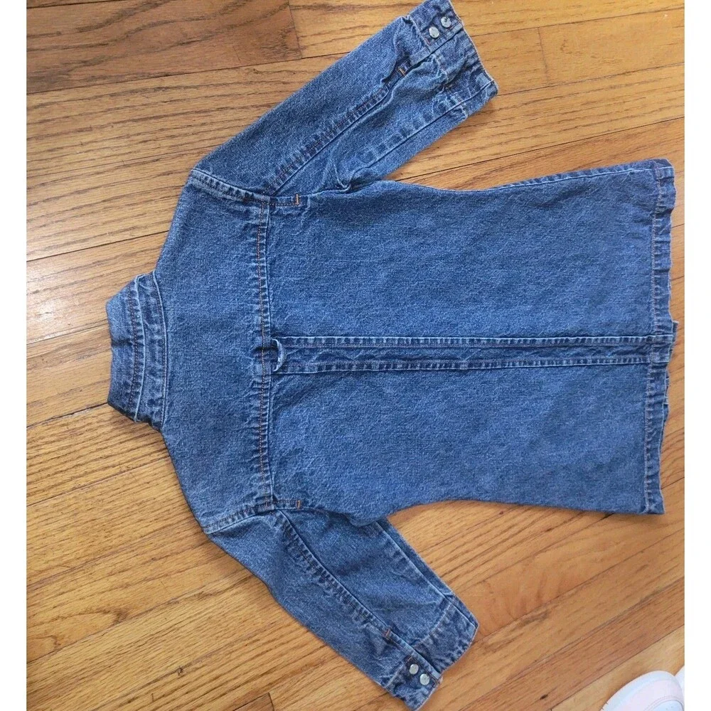 Vintage Y2k GAP Sz  XS 4 KIDS Dark Denim Floral Snap Button Front Dress Western